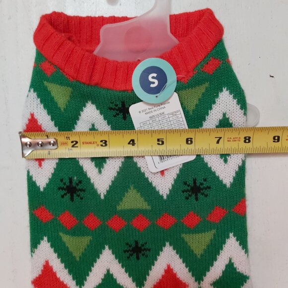 Christmas Dog Sweater Size Small Ugly Xmas Spider Argyle Green Red Pet Jumper - Picture 4 of 7